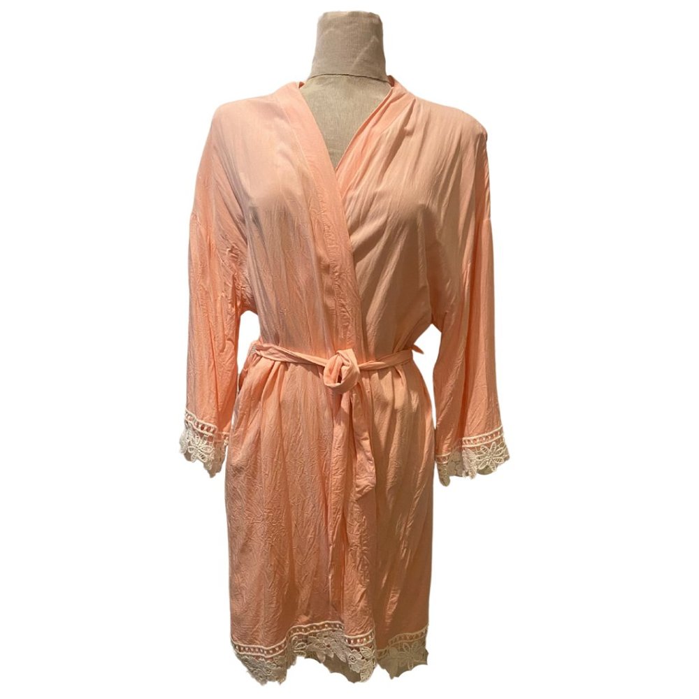 Peach pink with white lace maternity robe size XL and plus size